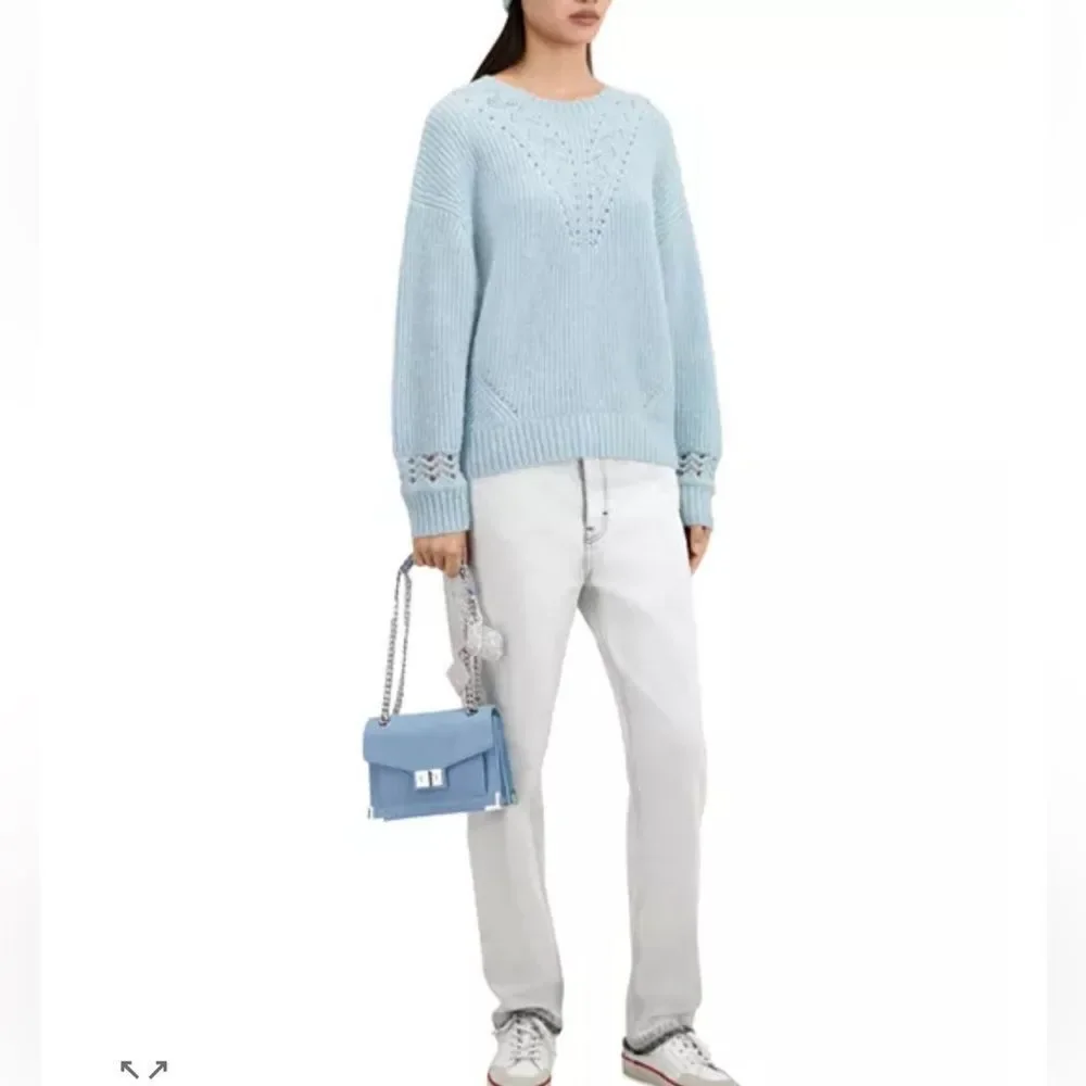 The Kooples Emily blue denim chain bagl NWT
